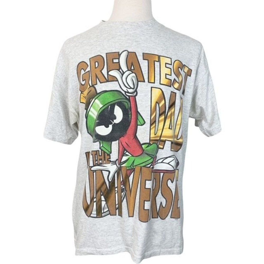 Vintage 1996 Looney Tunes Marvin The Martian Fathers Day T-Shirt Grey